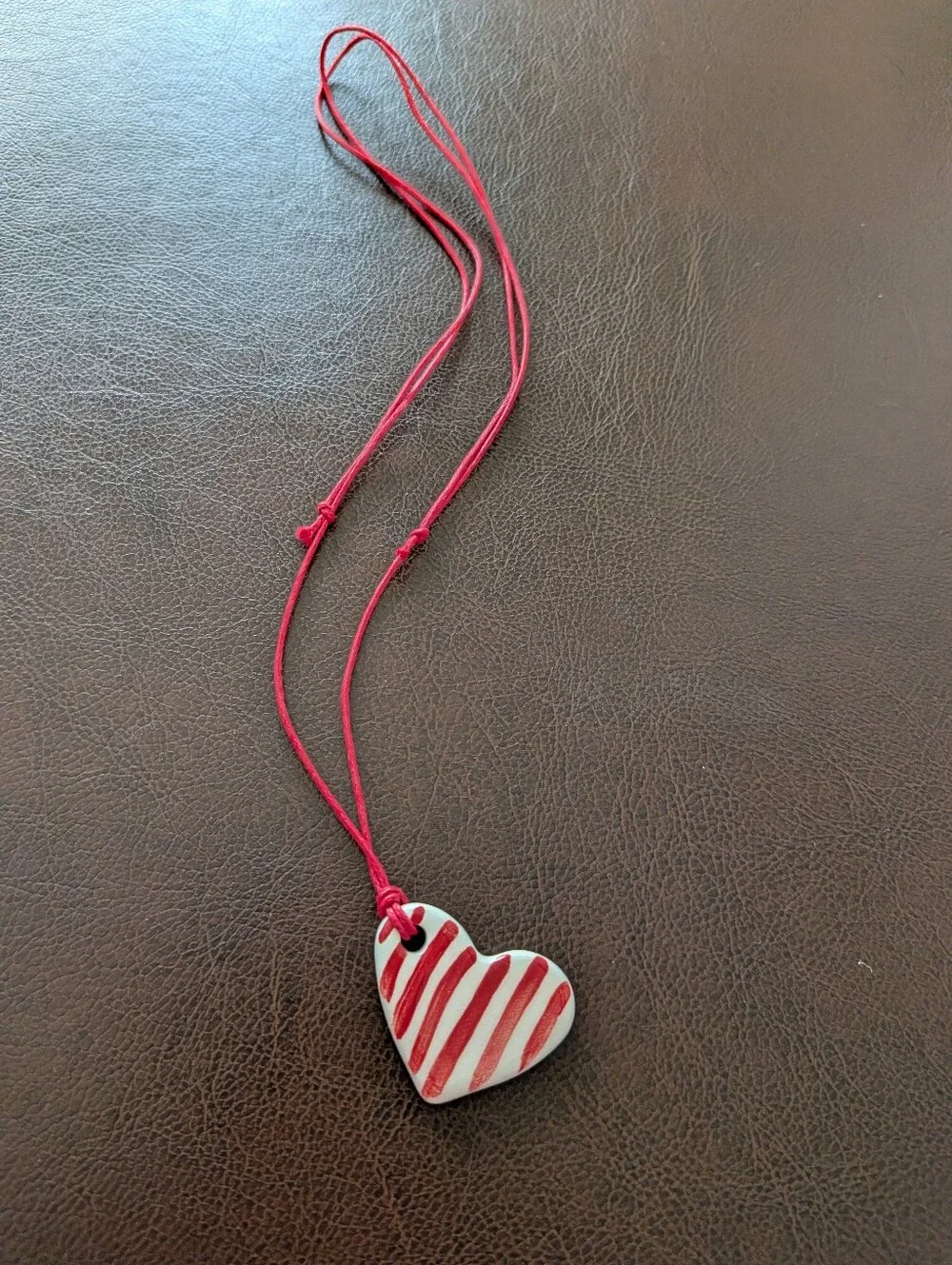 Double Sided Heart Porcelain Pendant Necklace
